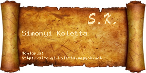 Simonyi Koletta névjegykártya